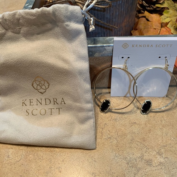 Kendra Scott Jewelry - Kendra Scott Black Druzy and Gold Hoop Earrings!!